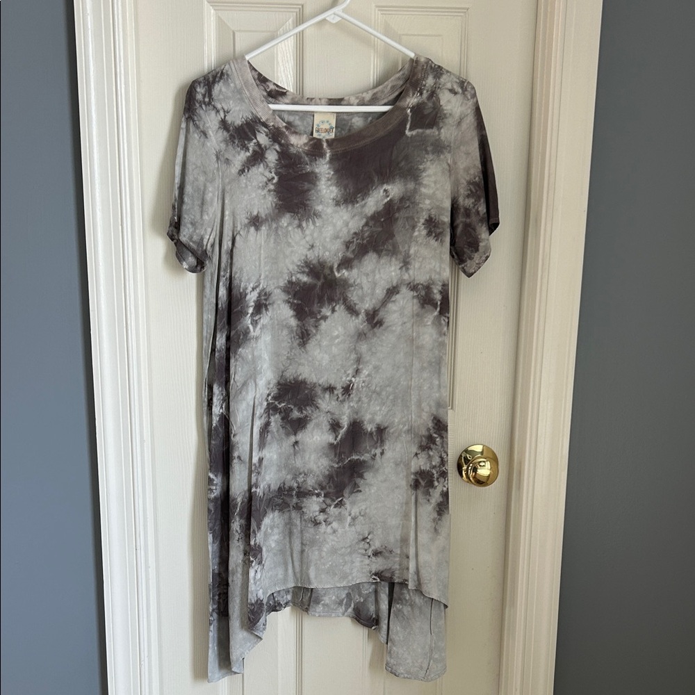 ⚜️ Freeloader Charcoal Tie-Dye Tunic Dress